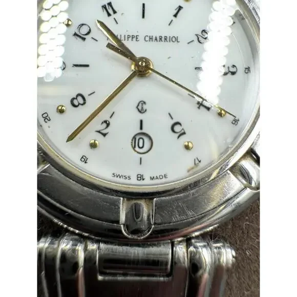 Philippe Charriol Watch Men's Wire Celtic Swiss Made Silver & Gold Colored Quart